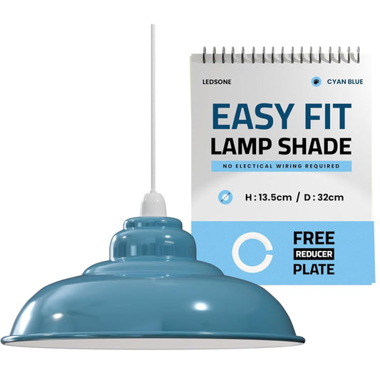 Abat-jour 32cm en métal moderne brillant bleu clair  ~ 1087