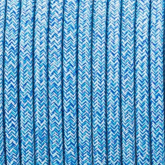 Tissu tressé Vintage rond à 2 cœurs, câble flexible de couleur bleu multi tweed, 0.75mm ~ 4893