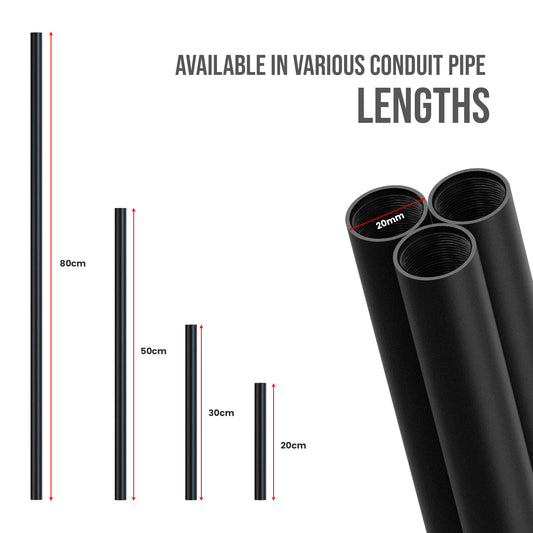 Black Iron Pipe Fitting 20-80cm Lengths 