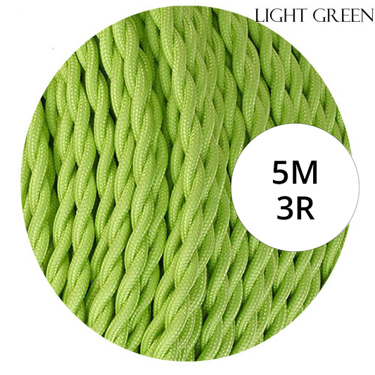 Tissu de couleur vert clair recouvert de câble électrique torsadé à 3 cœurs de 5 m, 0,75 mm ~ 4835