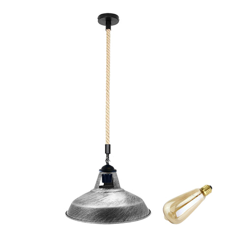 Lampe suspendue au plafond en métal industriel, corde de chanvre de 2m, ~ 5343