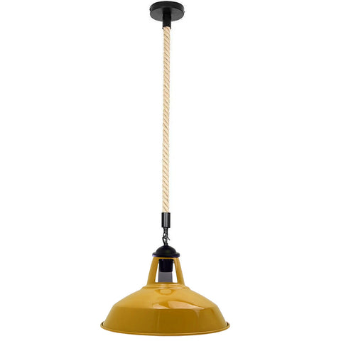Lampe suspendue au plafond en métal industriel, corde de chanvre de 1m, ~ 5446