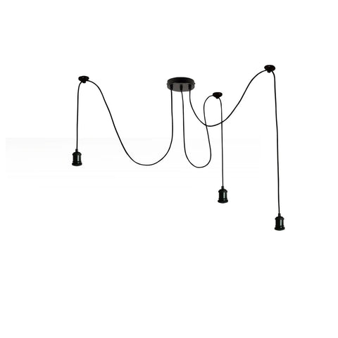 Support de lampe flexible en tissu tressé Spider Pendant, finition noire ~ 1122