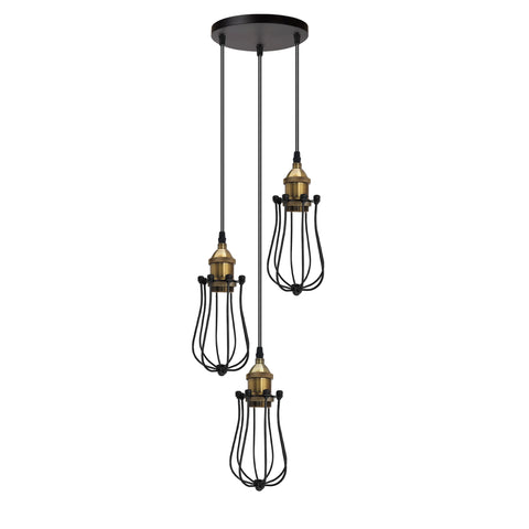 Lampes suspendues à 3 ampoules avec cage de protection ~ 5168