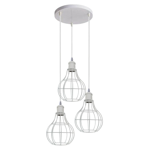 Lampes suspendues de plafond Vintage, Cage en métal industrielle, 3 voies LED, lampe rétro suspendue ~ 5101