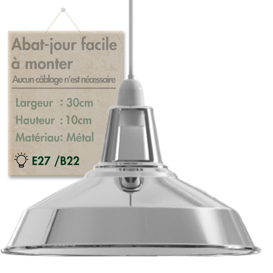 Chrome Abat-jour De Métal Vintage Salon E27 B22