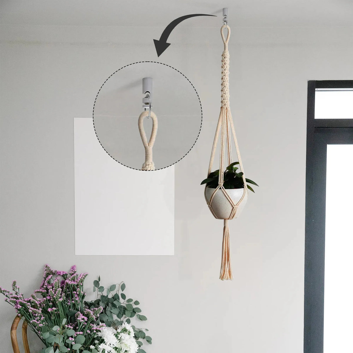 Crochet de plafond blanc pour suspension