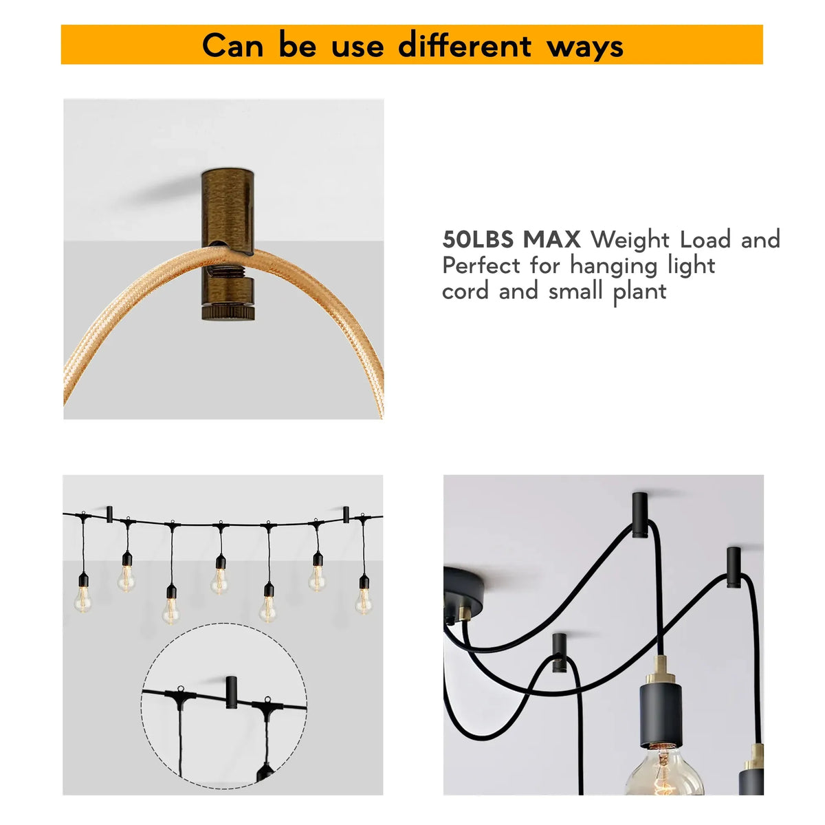 Crochet swag pour câble de suspension