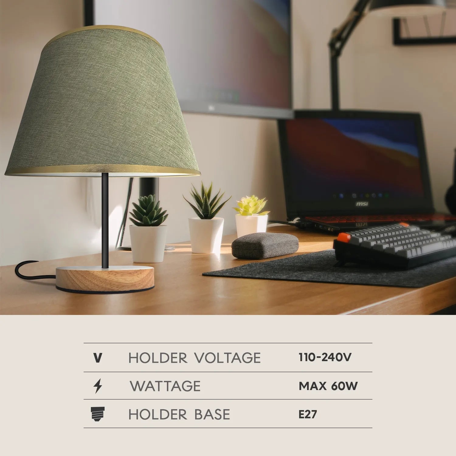 60W E27 Table Lamp for Desk Study Table