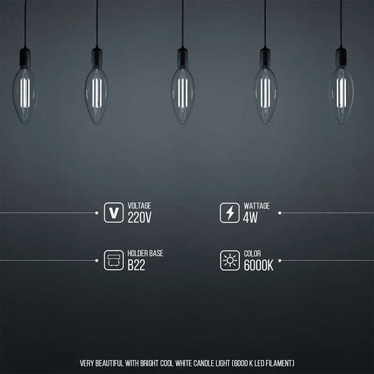 Bougie à filament LED Ampoules LED B22 Edison à vis ~ 5040