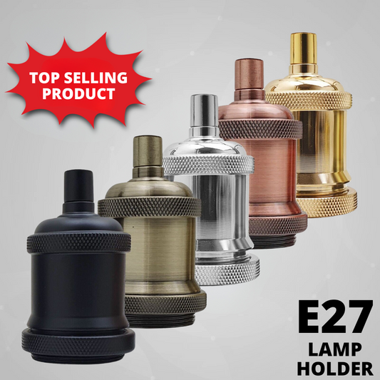 Support de lampe en métal vintage E27 pour ampoules à filament Edison antiques - Luminaire rétro ~ 2247