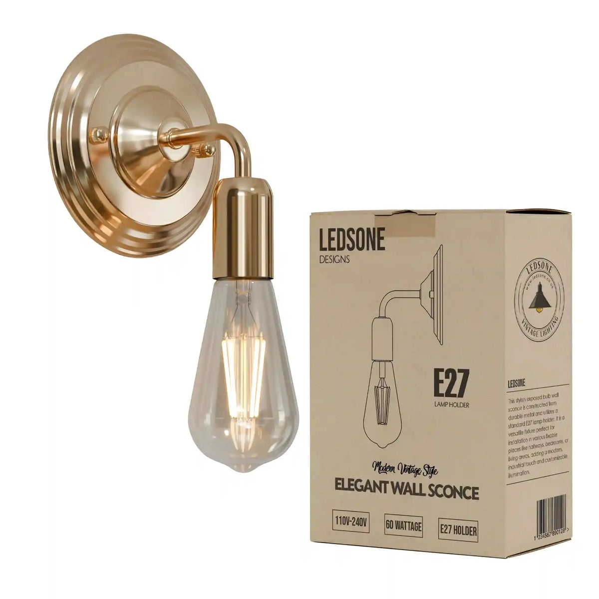 E27 Applique Murale en Métal, Lampe de Chevet