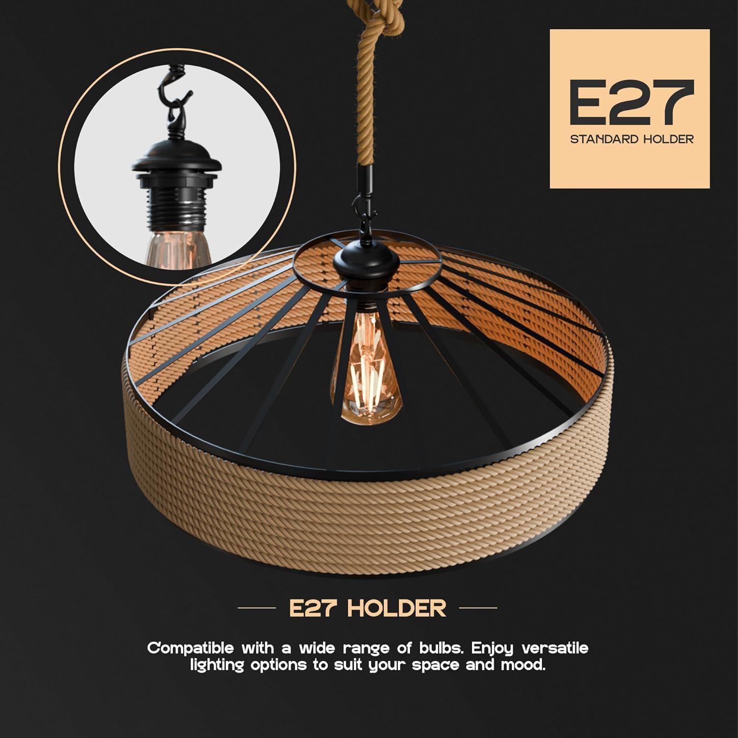 E27 Luminaire Plafonnier en Métal