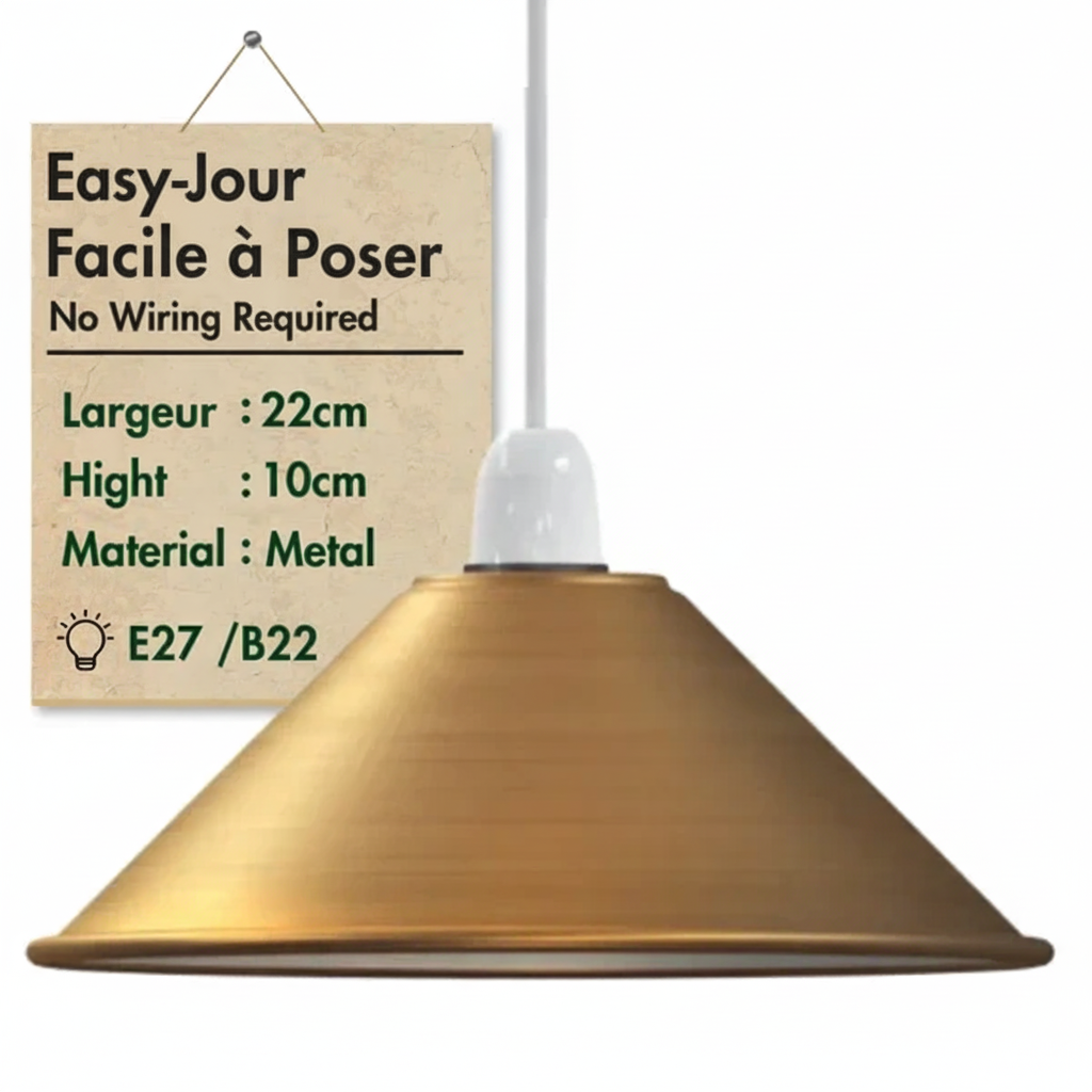 22cm Abat-jour métal facile à installer E27 B22