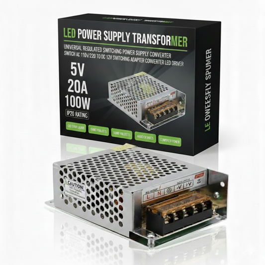Alimentation à Découpage 5V 100W 20A – Transformateur LED Régulé en Aluminium ~1812