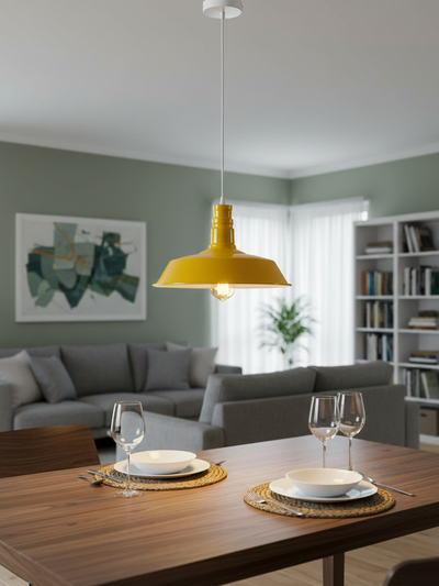 LEDSone Suspension Industrielle Jaune  – Luminaire Farmhouse pour Cuisine ~1823