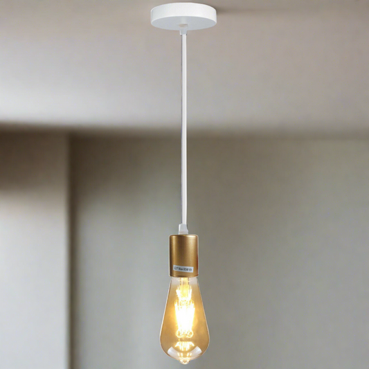 Plafonnier doré E27, luminaire suspendu industriel, support d'ampoule ~ 1673