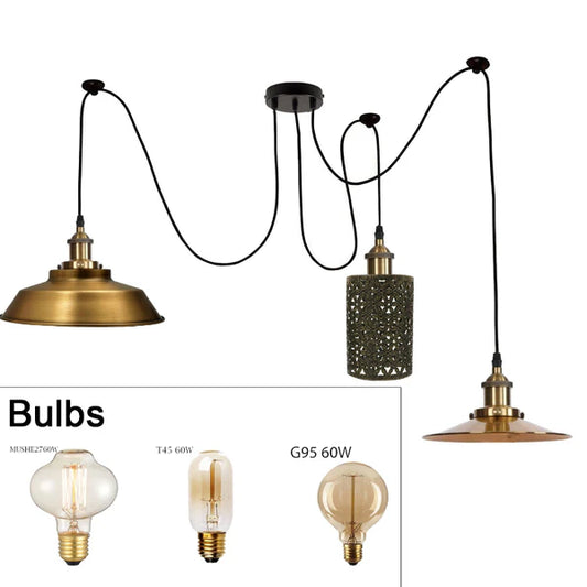 Suspension Araignee E27 3 Fils Luminaire Plafond 2m ~1543