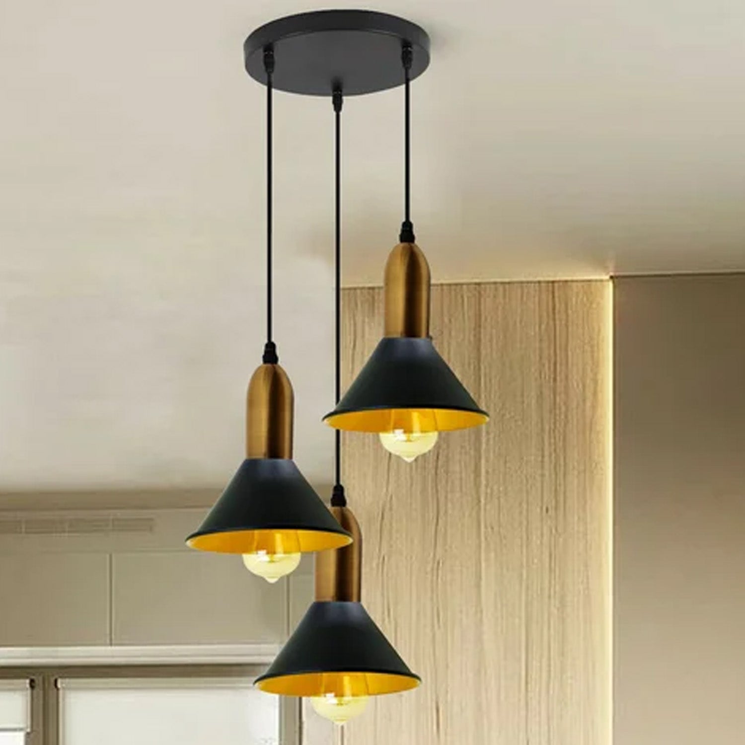 Black 3 Hanging light Metal Hanging Light Shade