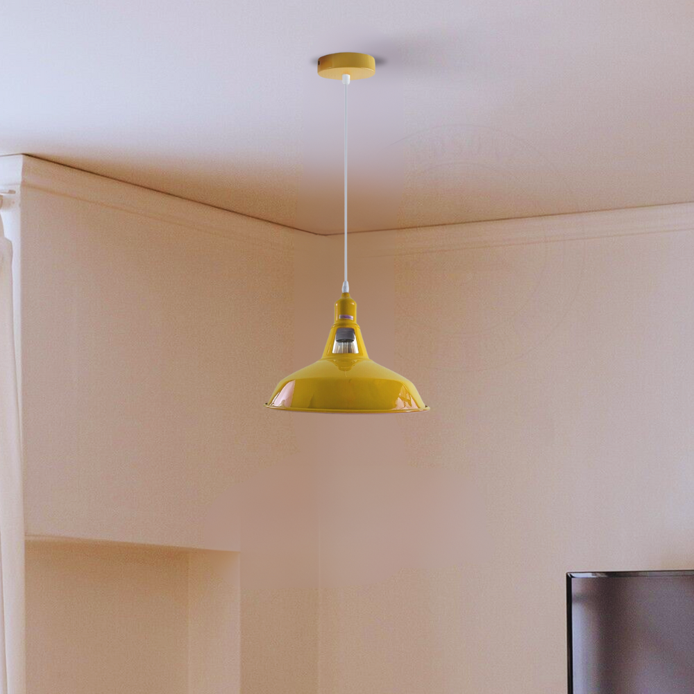 Yellow classic metal pendant lamp shade