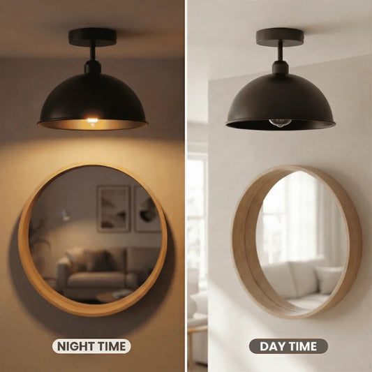 LEDSone Plafonnier Métal Vintage Dôme 30cm E27 | Luminaire Semi Encastré ~2271