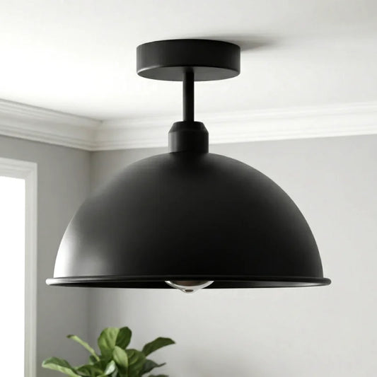 LEDSone Plafonnier Métal Vintage Dôme 30cm E27 | Luminaire Semi Encastré ~2271