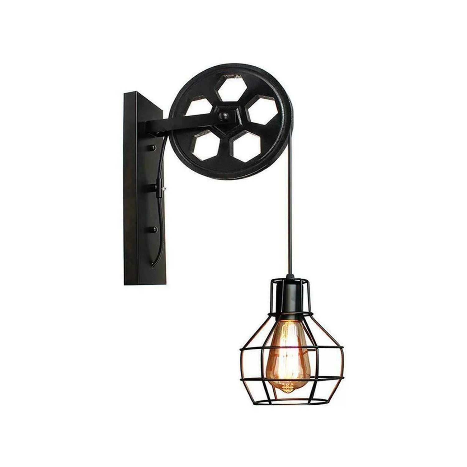 Applique Murale LED en Fer rétro Industriel avec poulie de Levage pour loft, Style Vintage, Noël pour Canal de Couloir d'allée intérieure