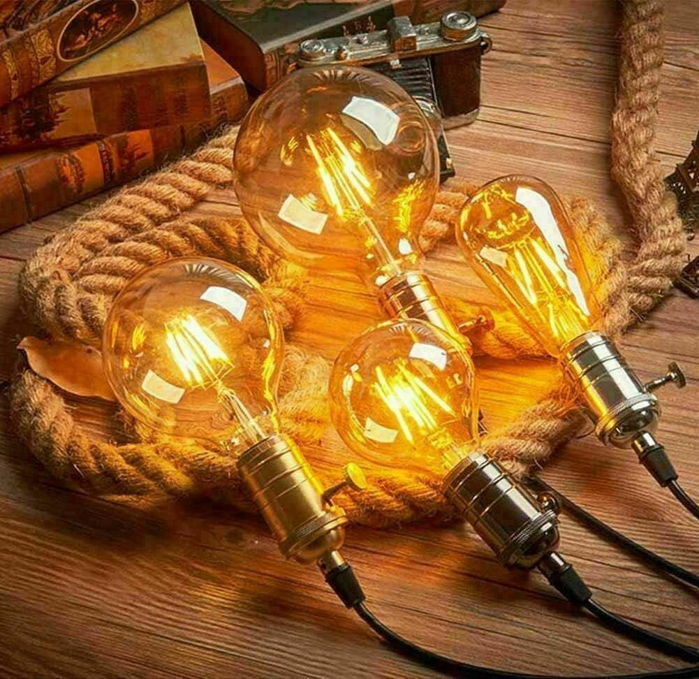 LEDSone Ampoule LED Edison Vintage G125, 8W, E27, Blanc Chaud 2700K, Non Dimmable, Filament Spirale, Économie d’Énergie, Globe Décoratif pour Suspension, Noël et Maison 