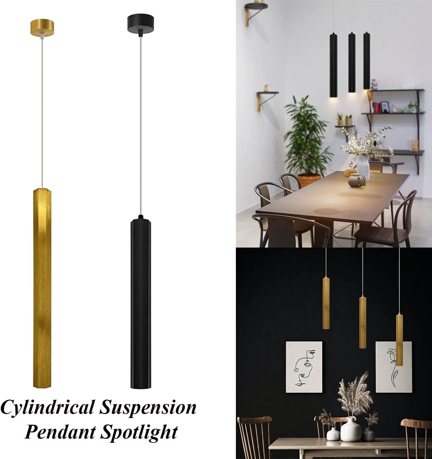 LEDSone Suspension Tubulaire pour Cuisines Modernes - Lampe de Plafond Focus