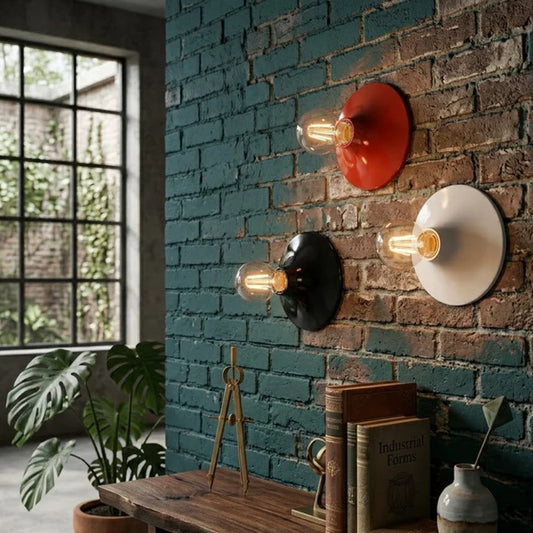 LEDSone Applique et plafonnier minimalistes E27 | Lampe rétro noire, rouge et blanche ~2218