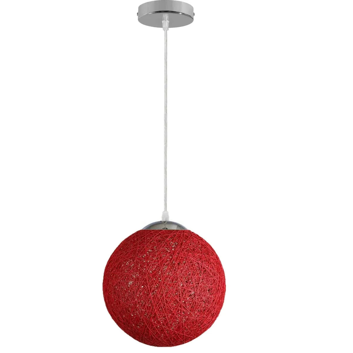 Lampe Suspendue Sphère Fil de Rattan Suspension Luminaire Moderne Bohème Lustre pour Salon