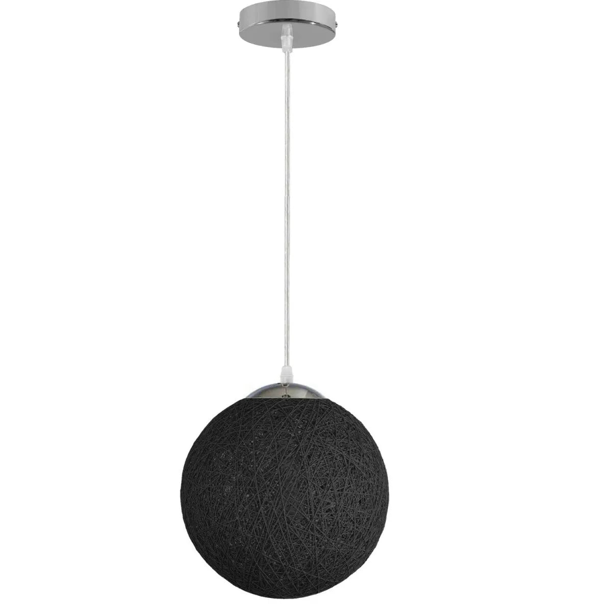Lampe Suspendue Sphère Fil de Rattan Suspension Noire