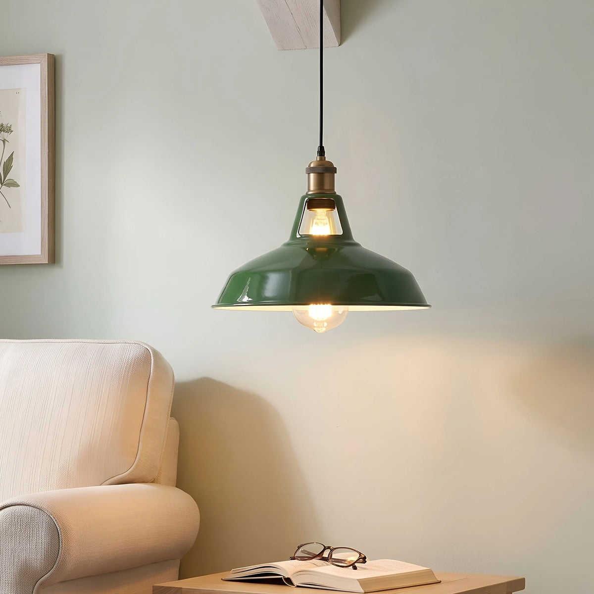 Lampe Suspension Luminaire Vintage, Métal, Vert , Salle à Manger/Restaurant/Bar