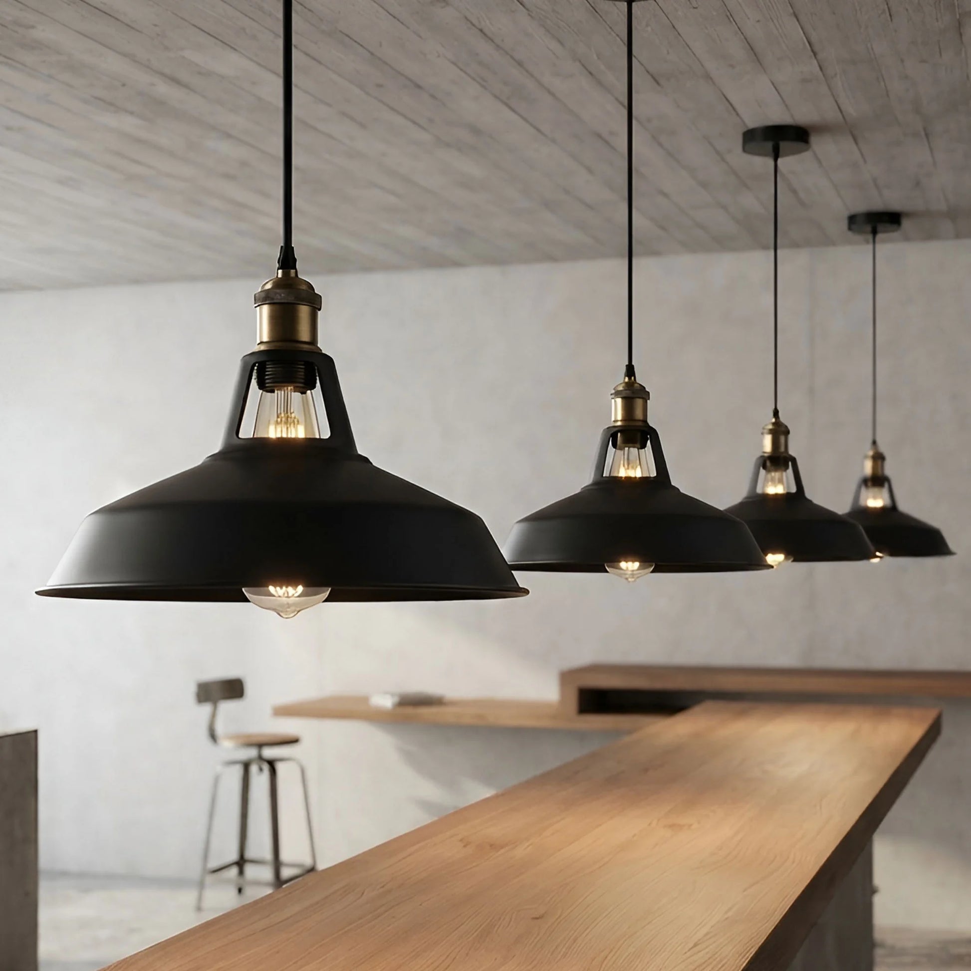 Lampe Suspension Luminaire Vintage, Métal Noire