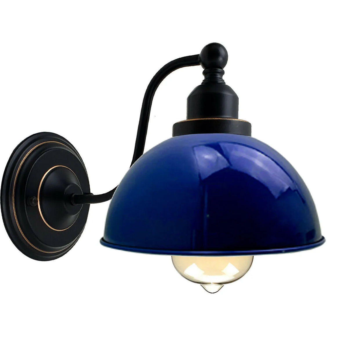 Lampe murale bleu marine en métal style rétro industriel