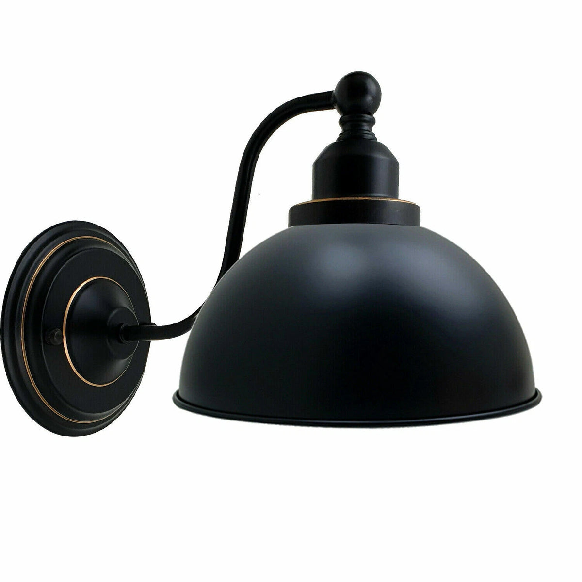 Lampe murale noire rétro avec abat-jour métallique E27