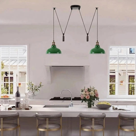Lampe suspendue industrielle 2 ampoules E27 pour salle à manger
