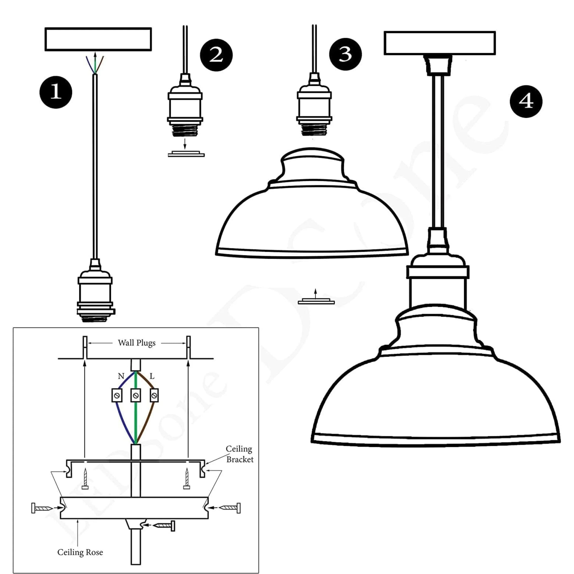 Lampe suspendue industrielle E27 pour salle à manger
