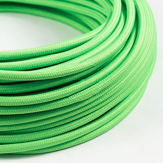 Fil d'éclairage de câble en tissu tressé flexible en tissu rond à 2 noyaux vert clair ~ 3028