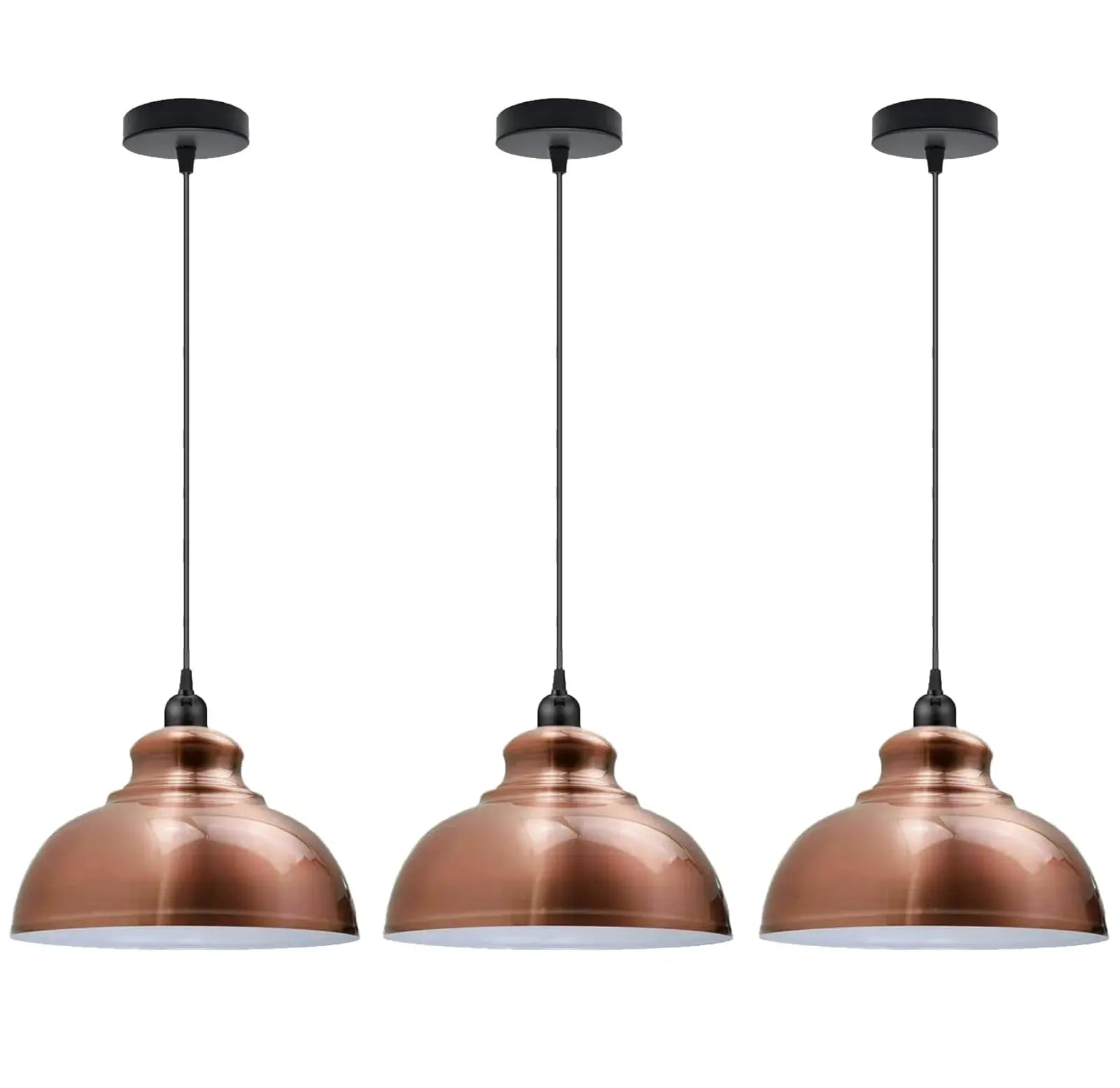 Lot de 3 Suspensions Vintage LEDsone est un kit complet comprenant trois luminaires suspendus en métal de style industriel