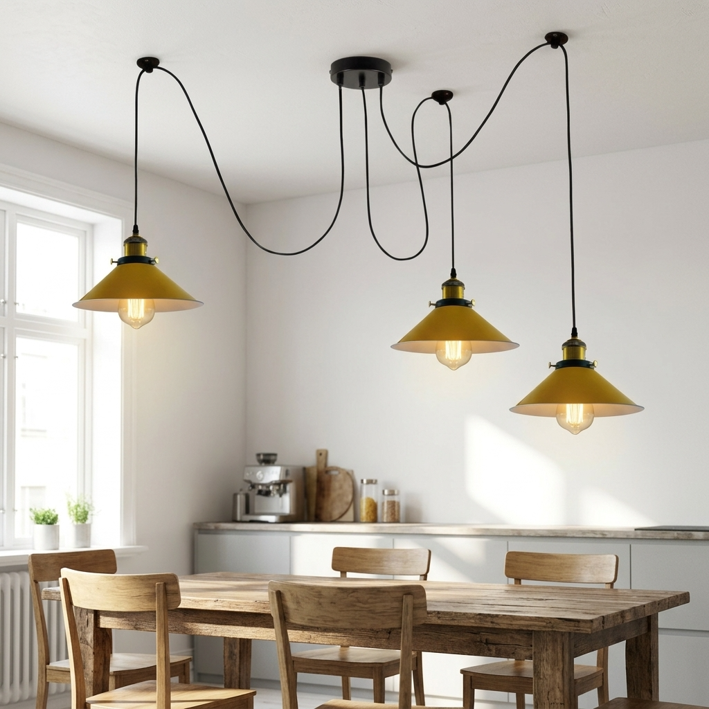 Luminaire araignée vintage avec câbles réglables de 2 m