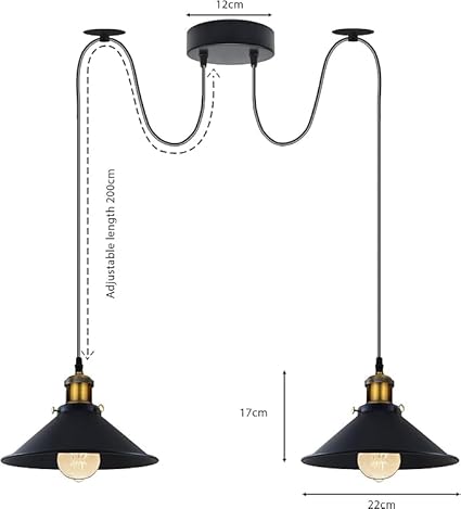 Luminaire industriel jaune à deux suspensions réglables