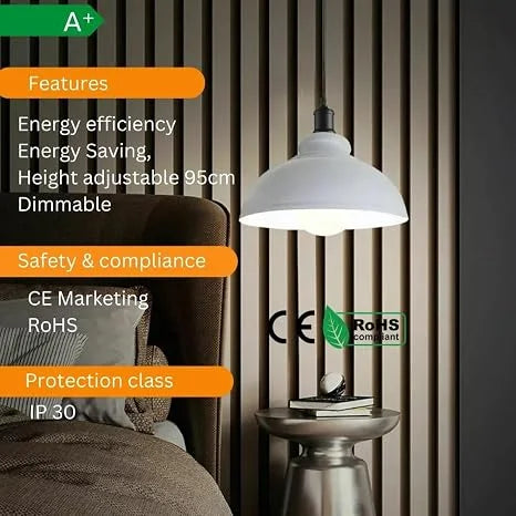 Luminaire industriel suspendu avec ampoule E27