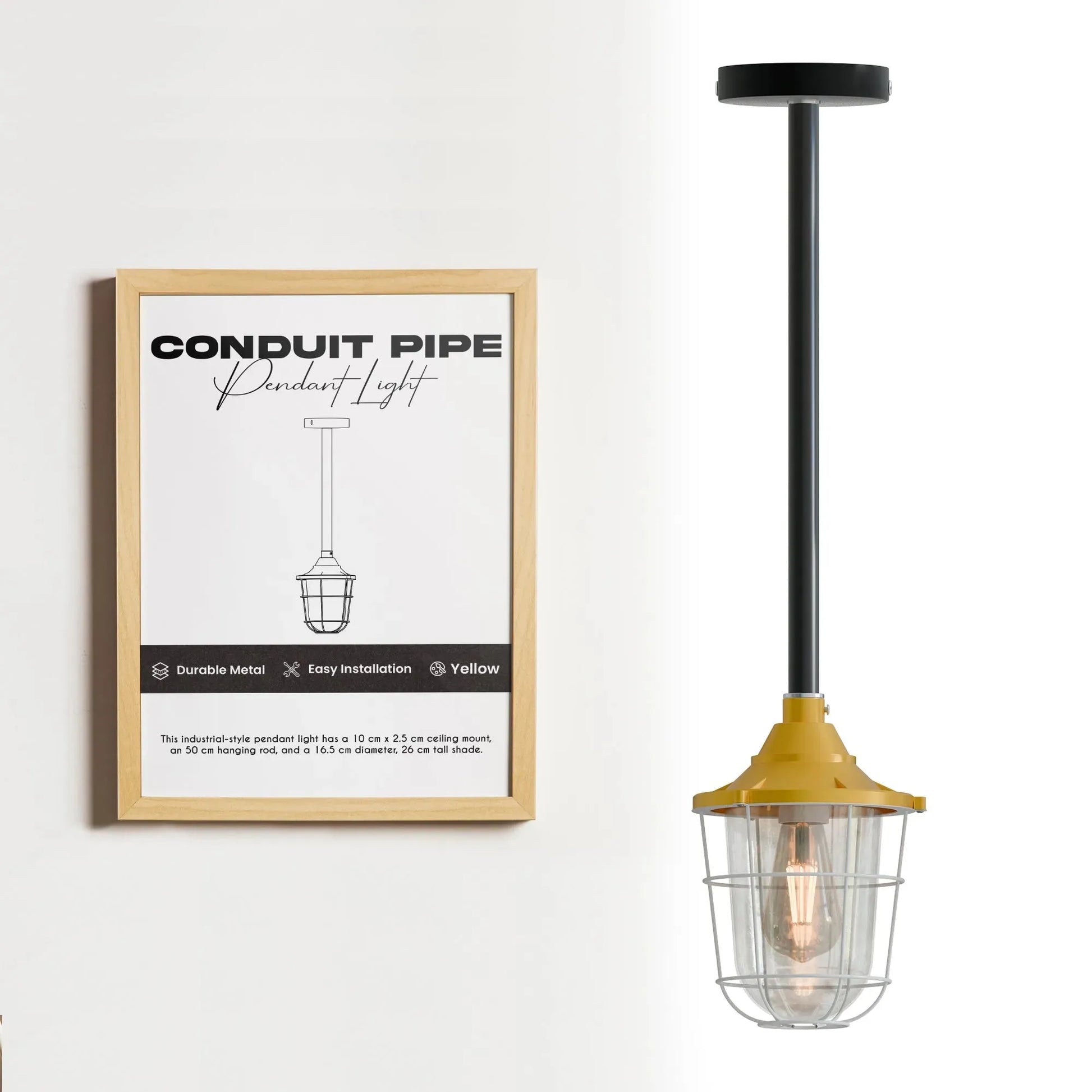 Luminaire industriel suspendu avec conduit