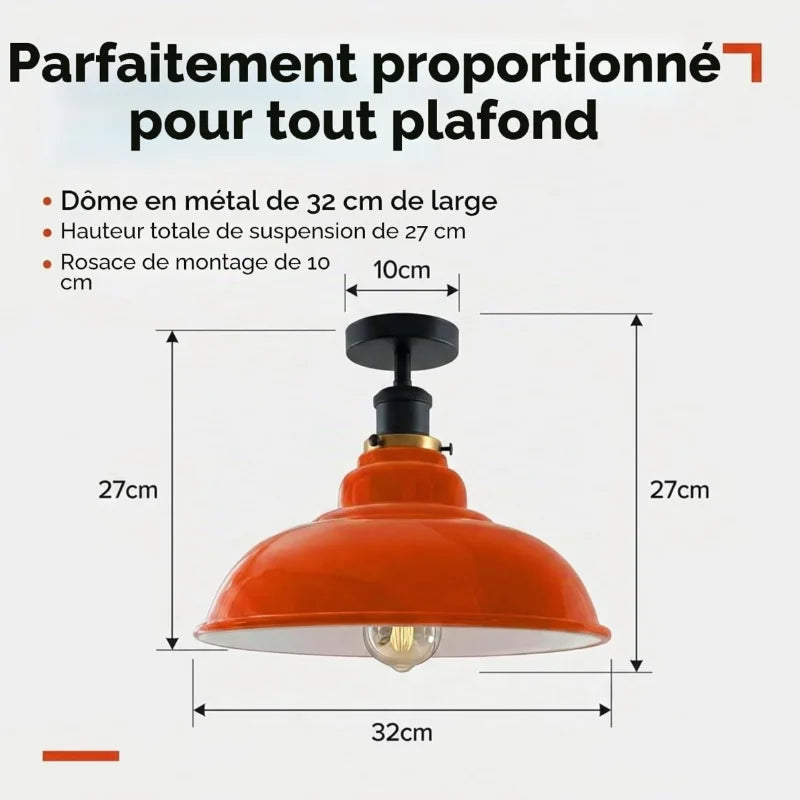 Luminaire style industriel vintage semi-encastré