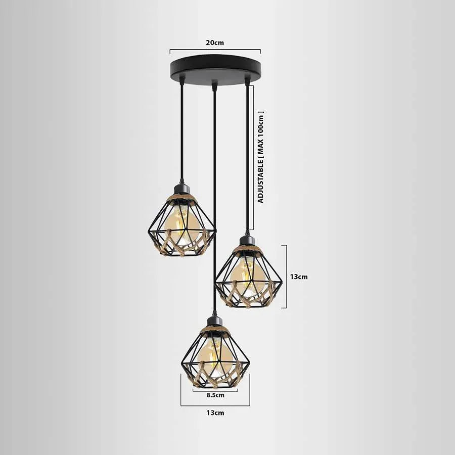 Luminaire suspendu industriel avec cages métalliques