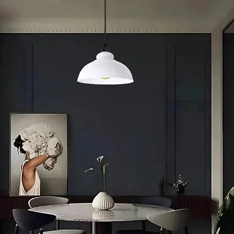 Luminaire suspendu industriel métal blanc pour cuisine