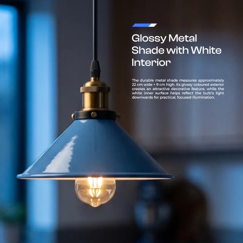 Luminaire suspendu style industriel et vintage Bleu