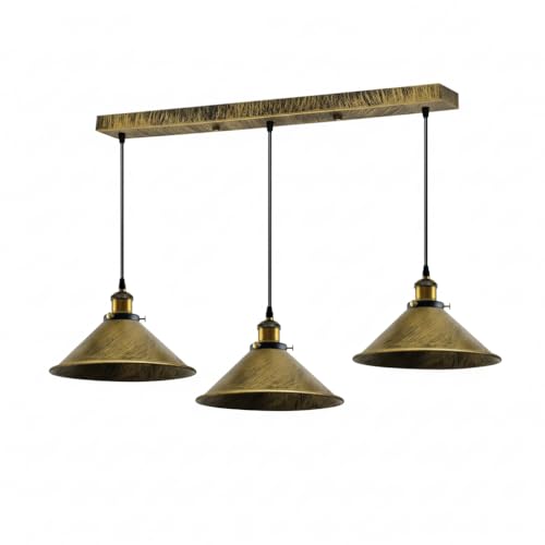 Lustre Cuisine Vintage Rétro Noir & Doré - Suspension Industrielle Design
Suspension luminaire 22cm – Plafonnier 3 têtes en fer noir – Abat-jour Ø22cm – Douille E27 – Longueur câble 100cm réglable