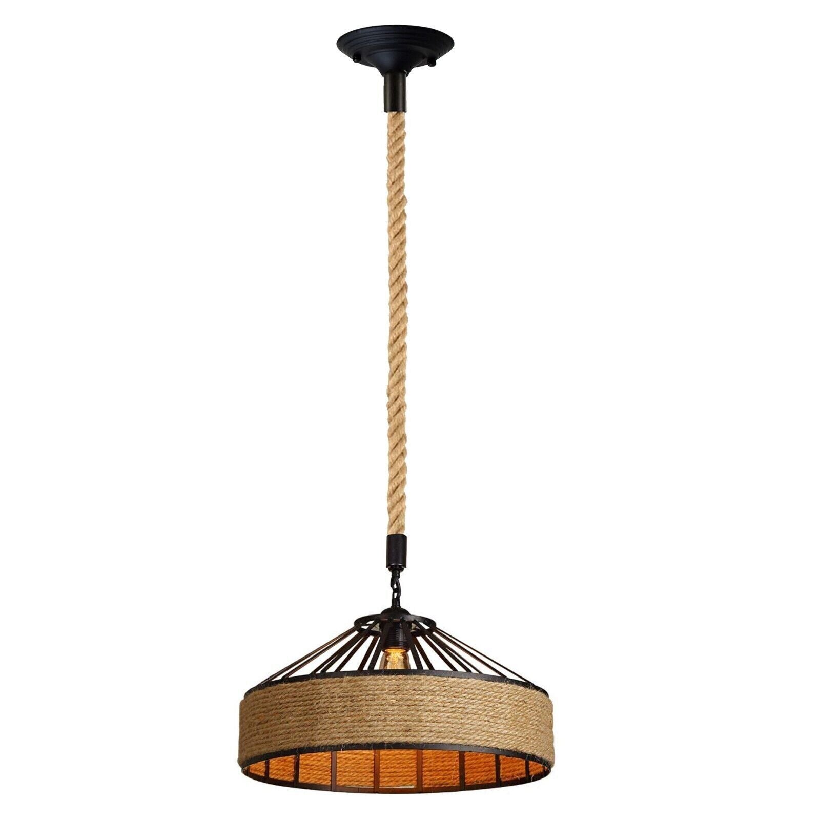 Lustre Plafonnier Suspension corde chanvre,240V E27 Rétro Lampe Suspension Corde pour Restaurant Bar Cafe Lighting Utilisation